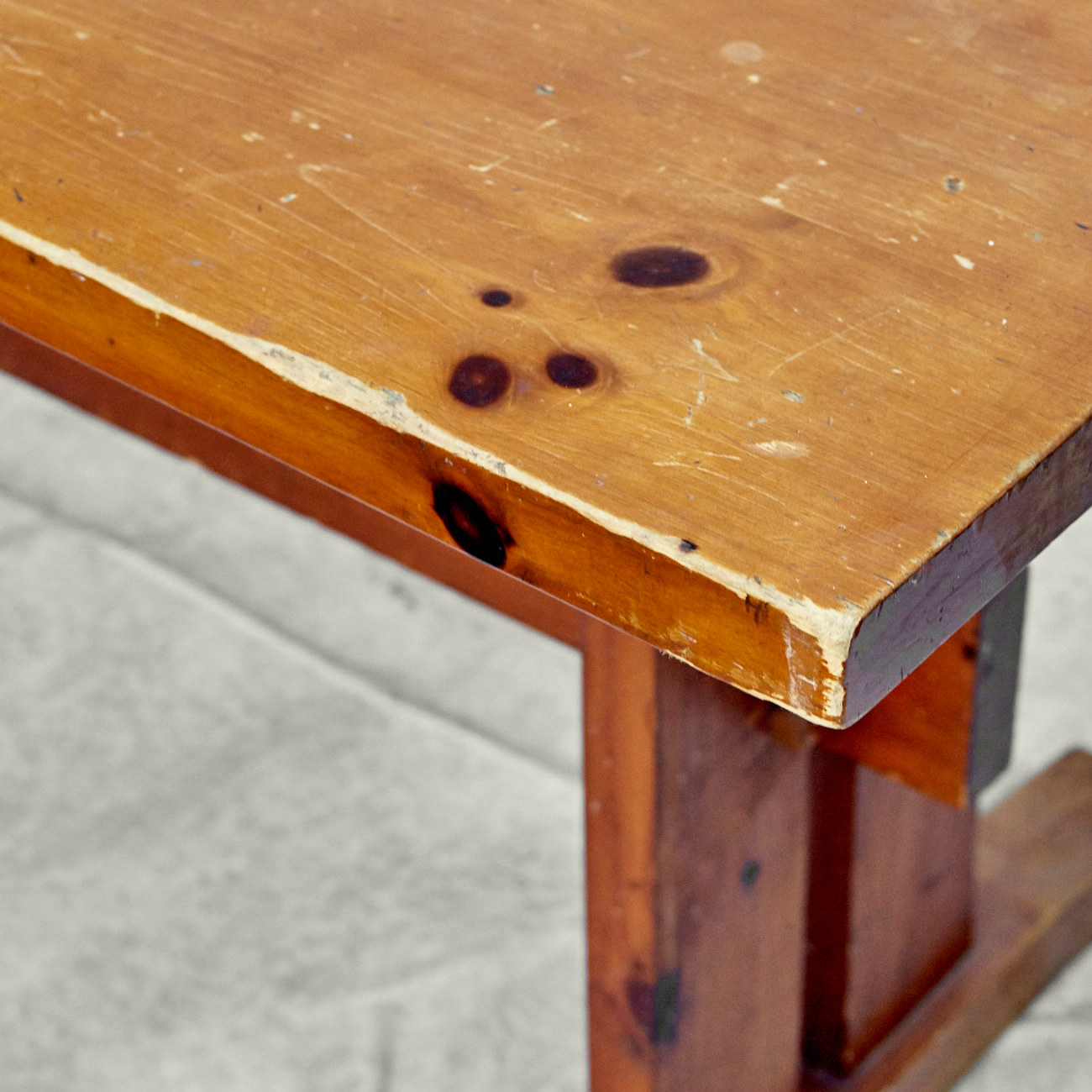 Vintage Knotty Pine Trestle Table