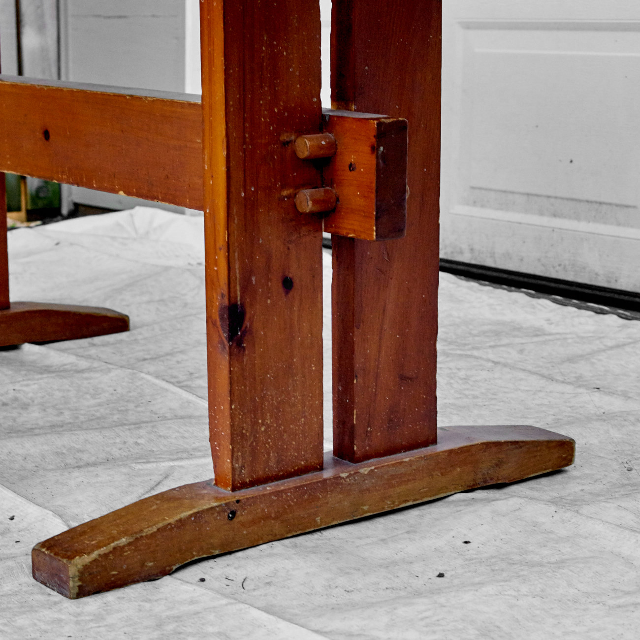 Vintage Knotty Pine Trestle Table