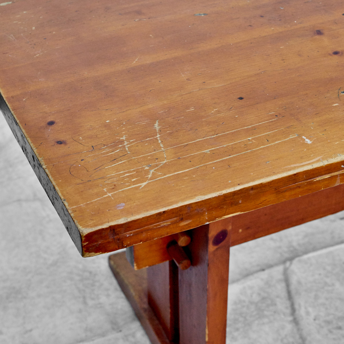 Vintage Knotty Pine Trestle Table