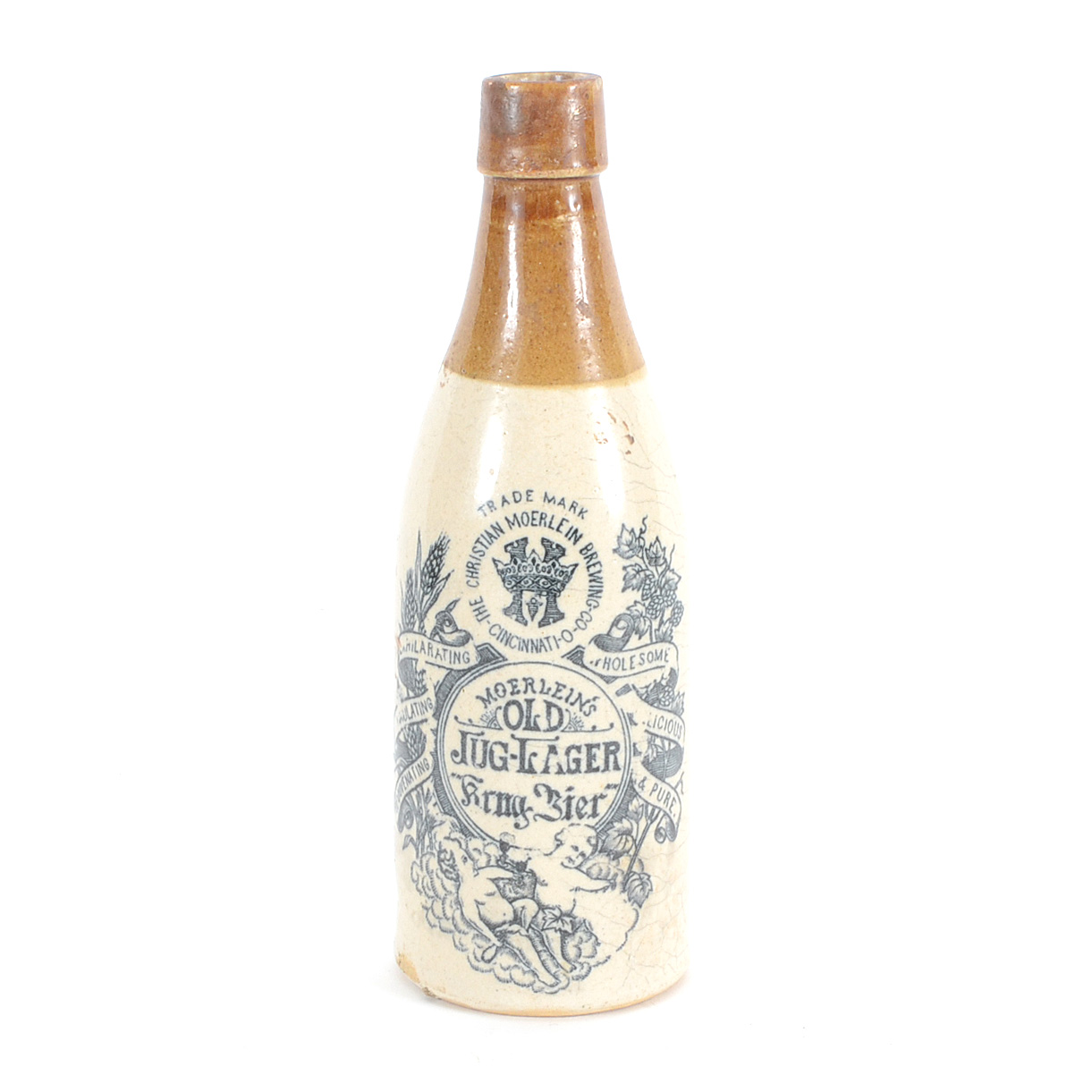 Moerlein's Old Jug-Lager Earthenware Bottle