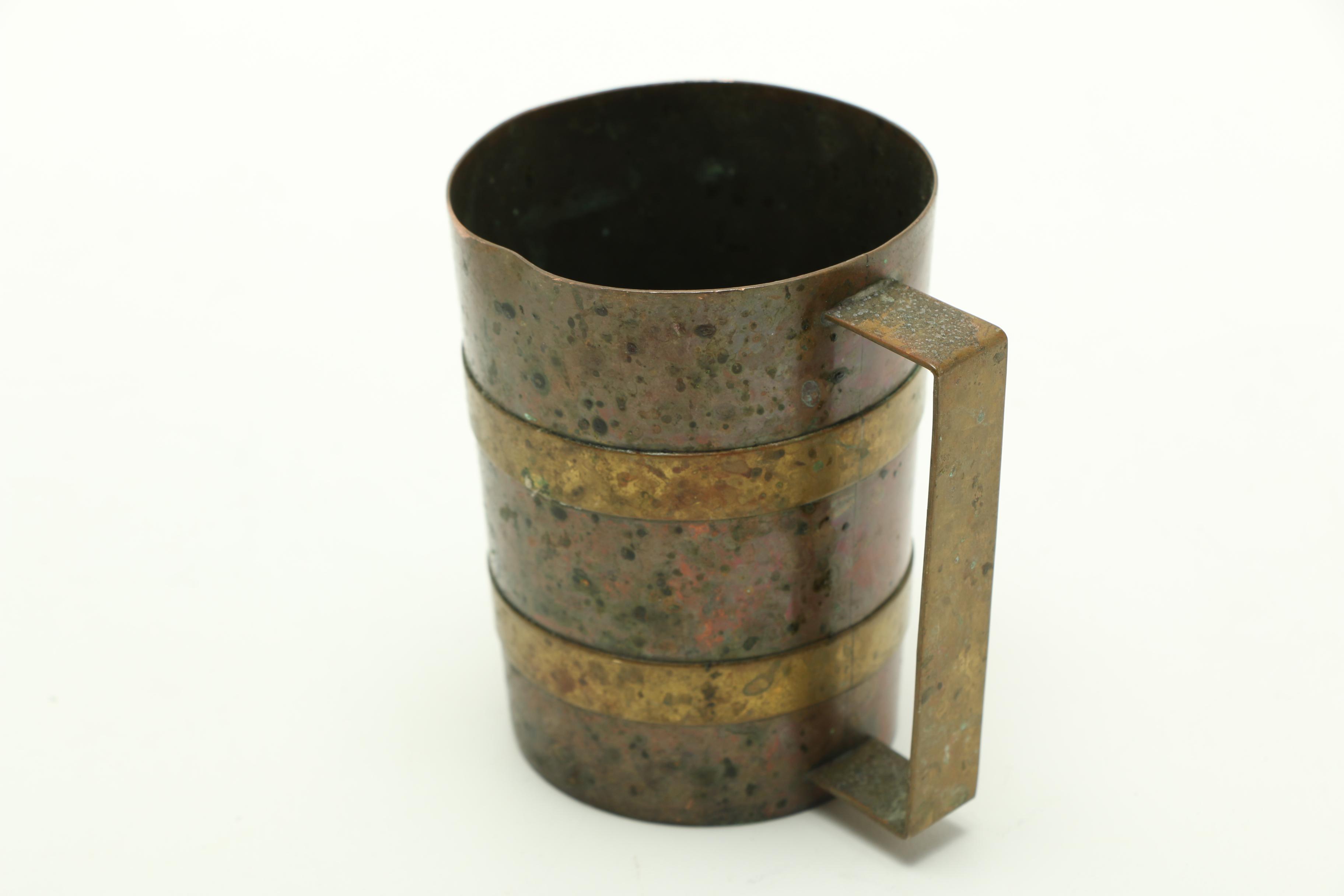 Mexican Copper Pitcher and Mugs