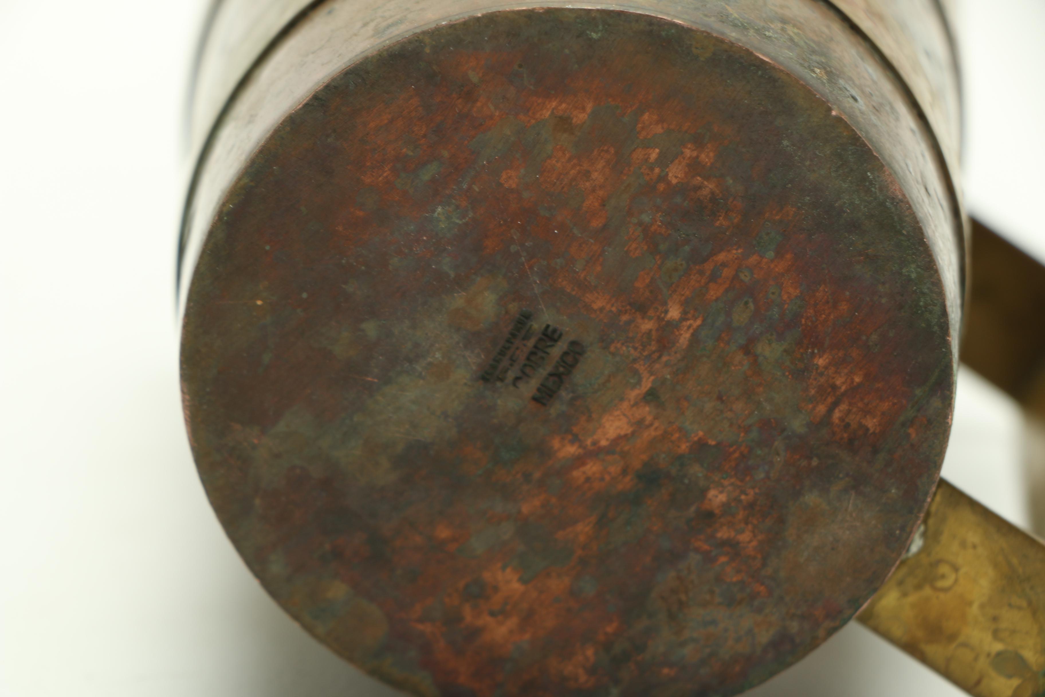 Mexican Copper Pitcher and Mugs