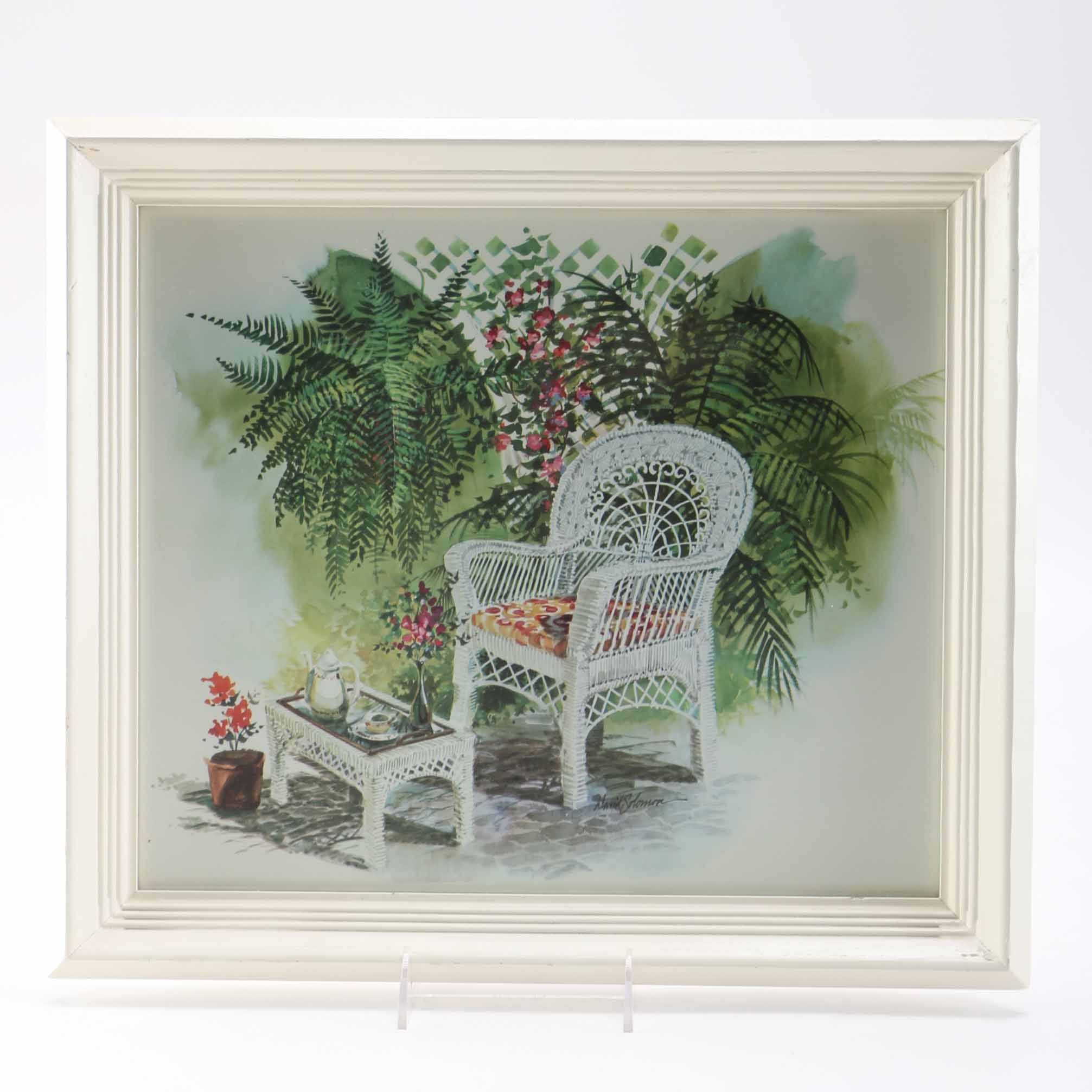 David Solomon Framed Offset Lithograph of a Garden Chair