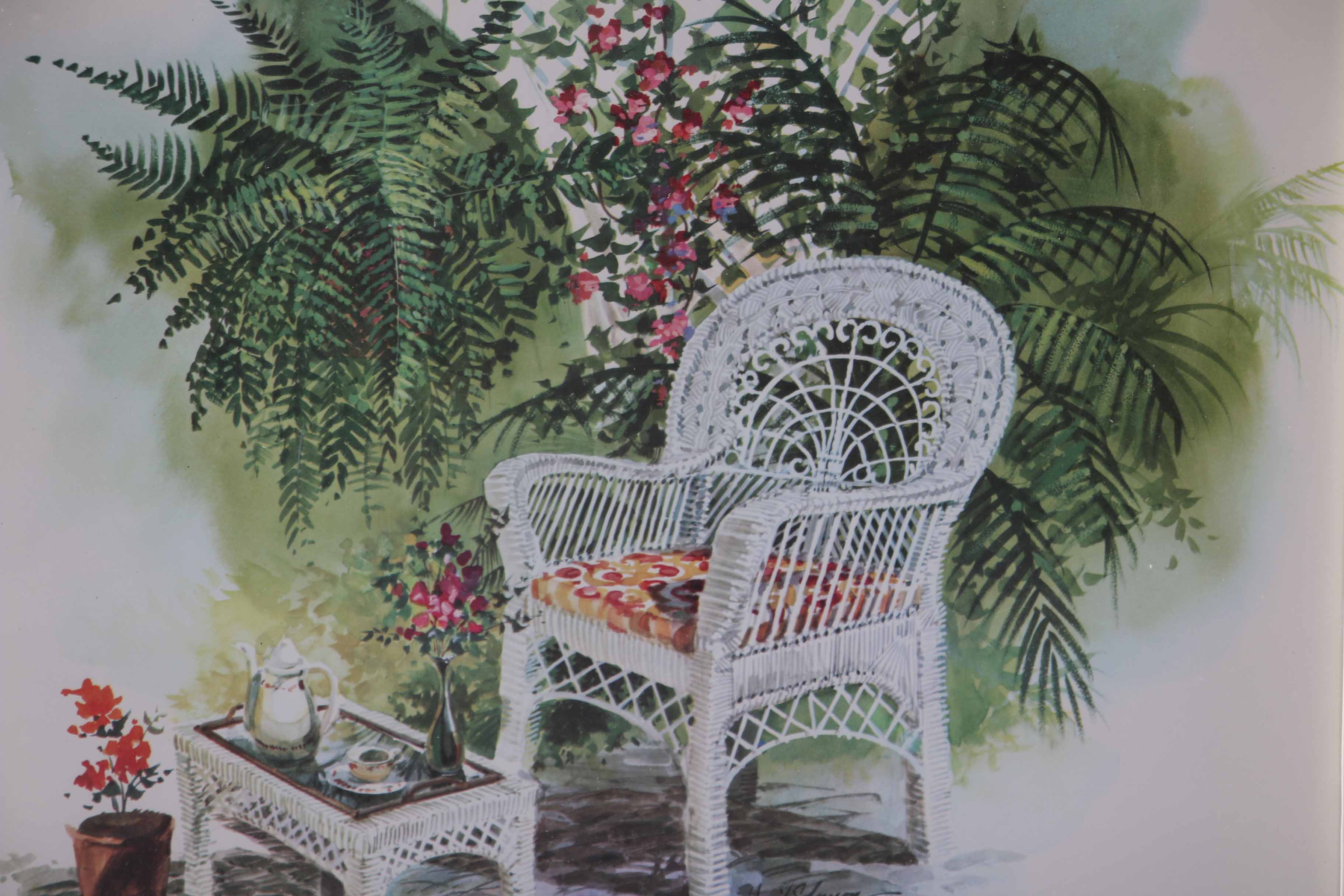 David Solomon Framed Offset Lithograph of a Garden Chair