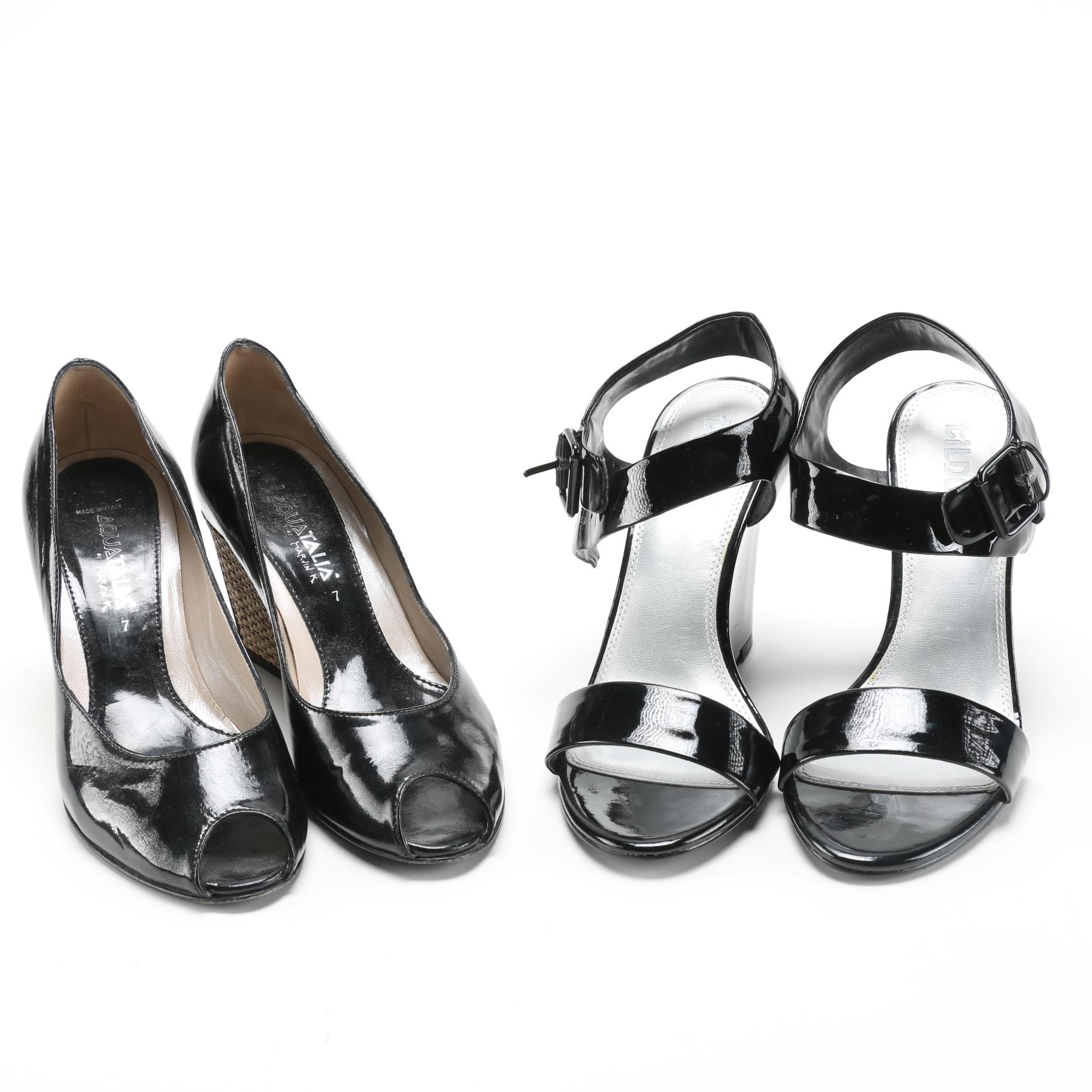 Black Patent Wedge Heels