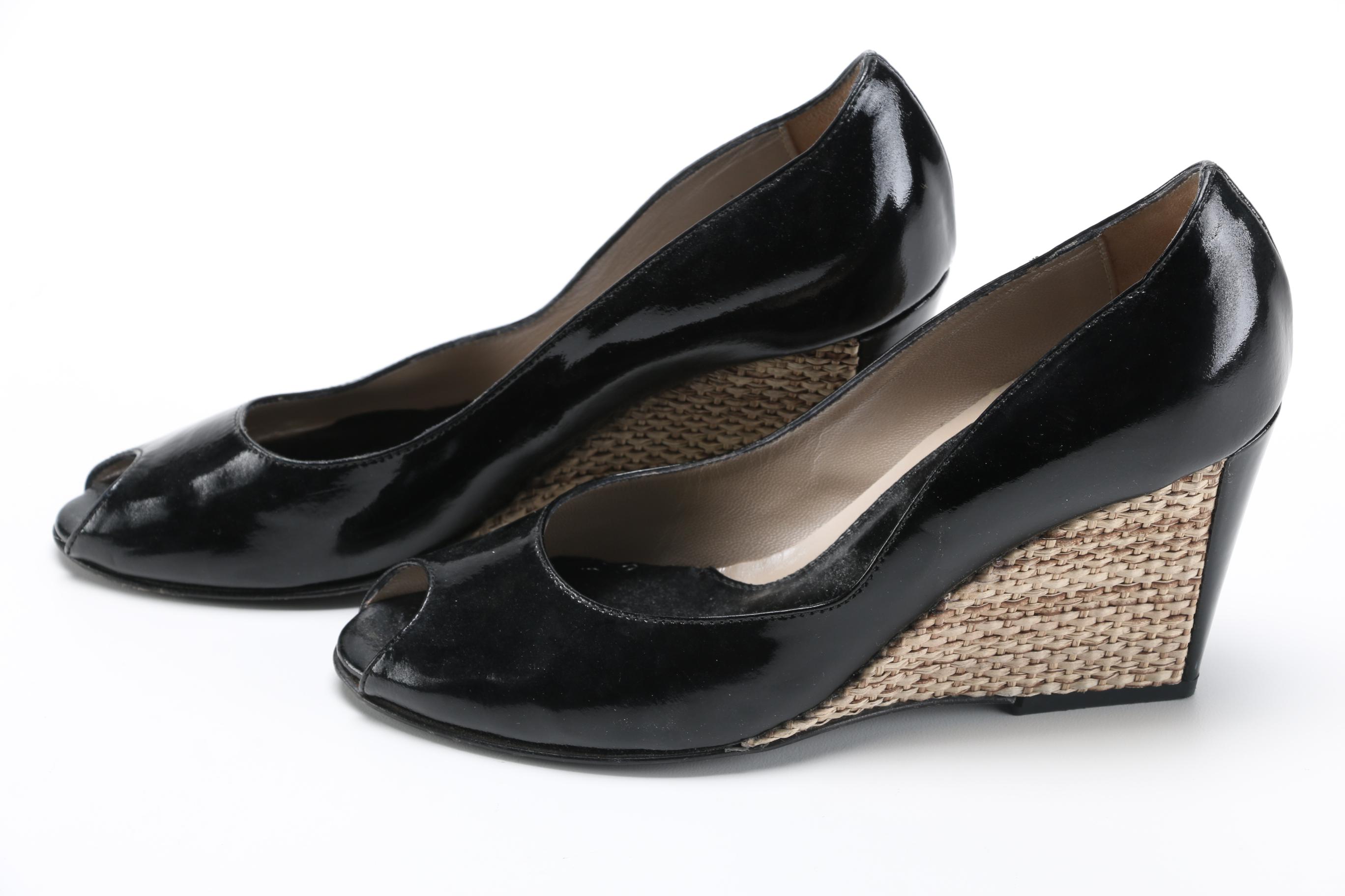 Black Patent Wedge Heels