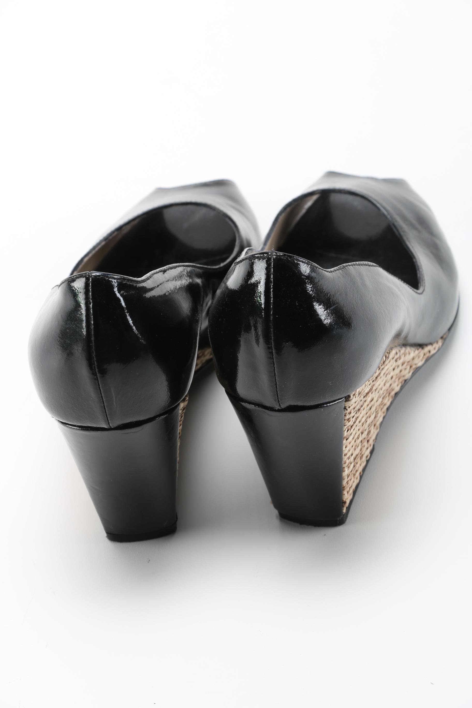 Black Patent Wedge Heels