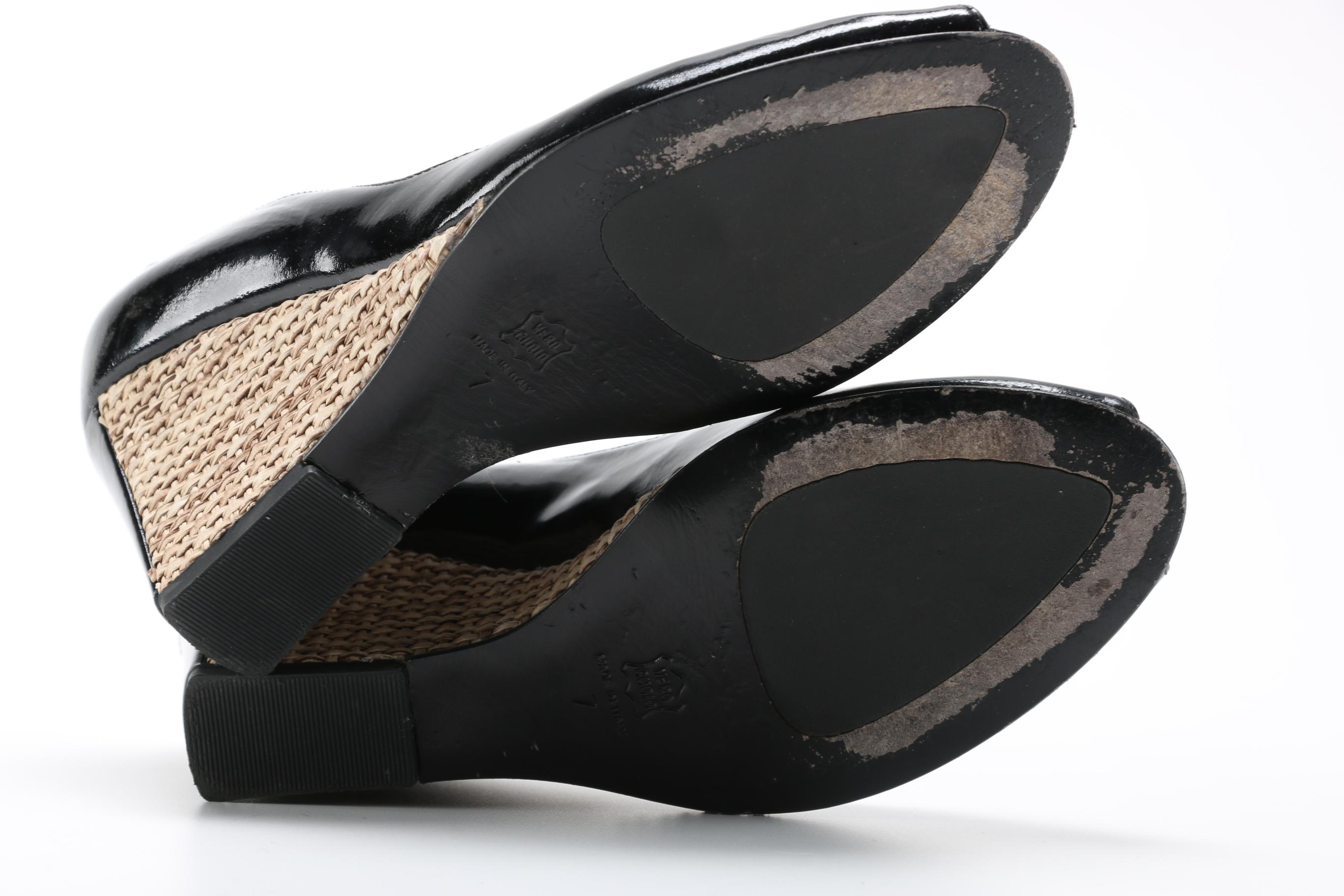 Black Patent Wedge Heels