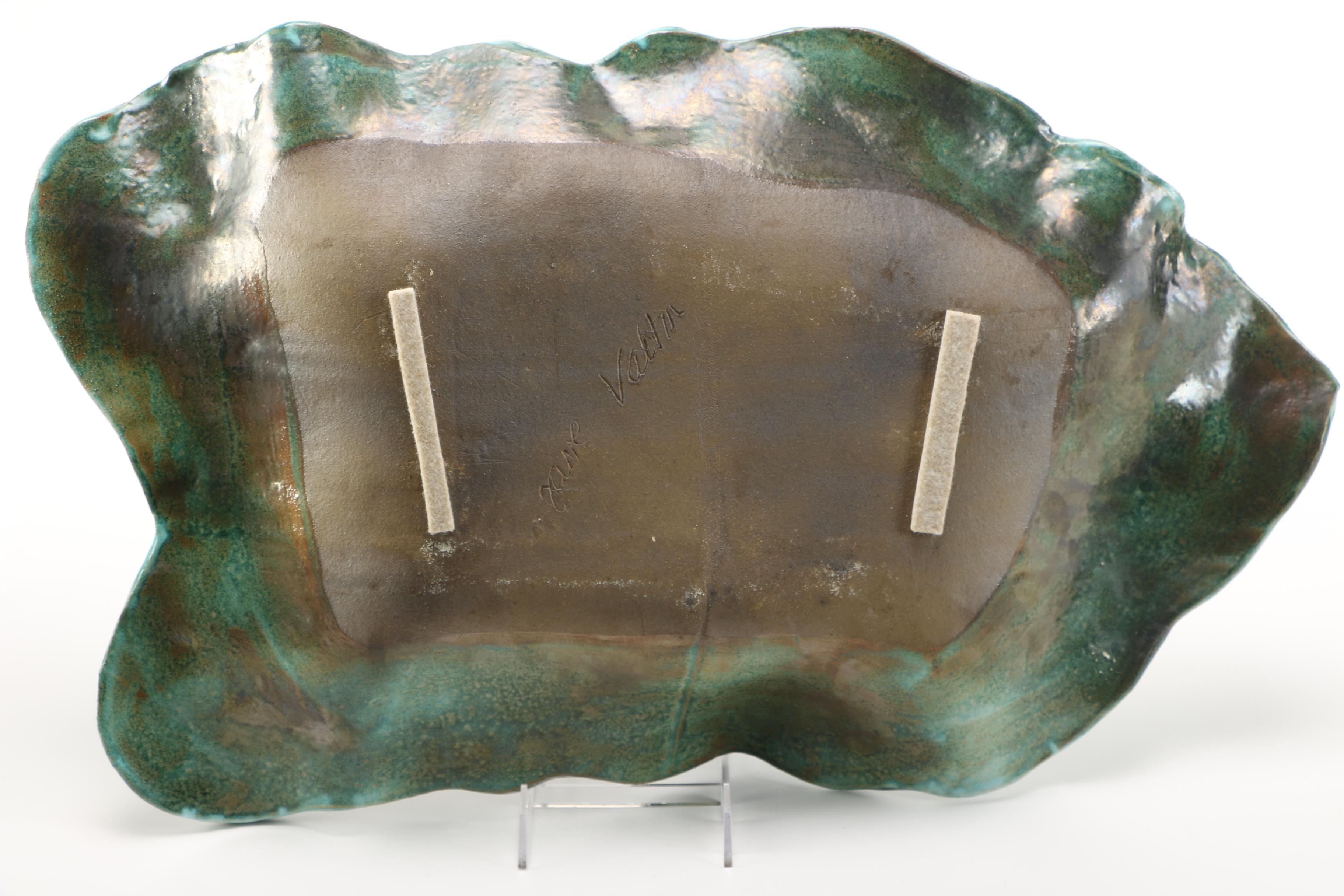 Jane Valtin Signed Handmade Leaf Plate