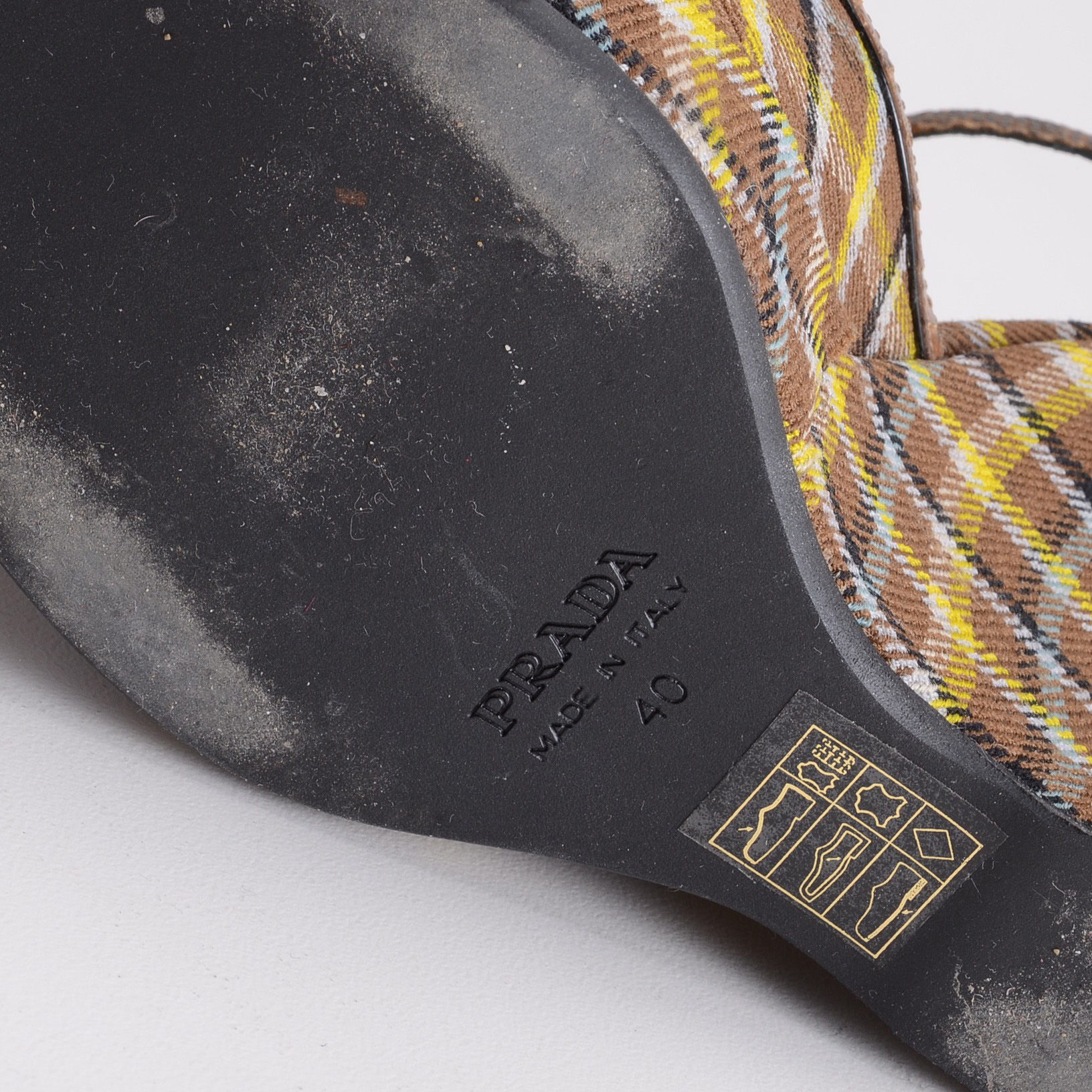 Prada Plaid Lizard Trimmed Wedges
