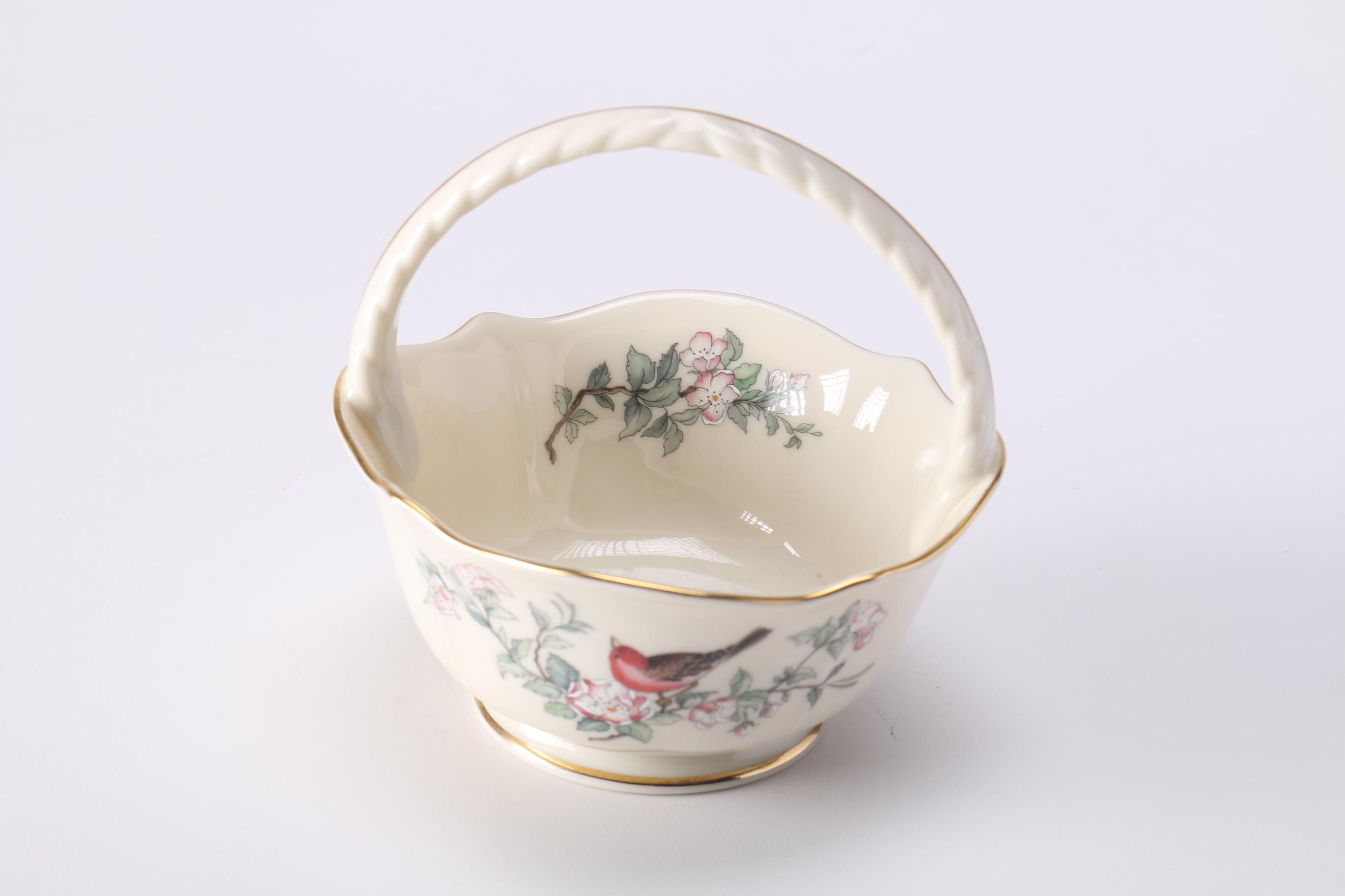 Lenox Porcelain Basket in the "Serenade" Pattern