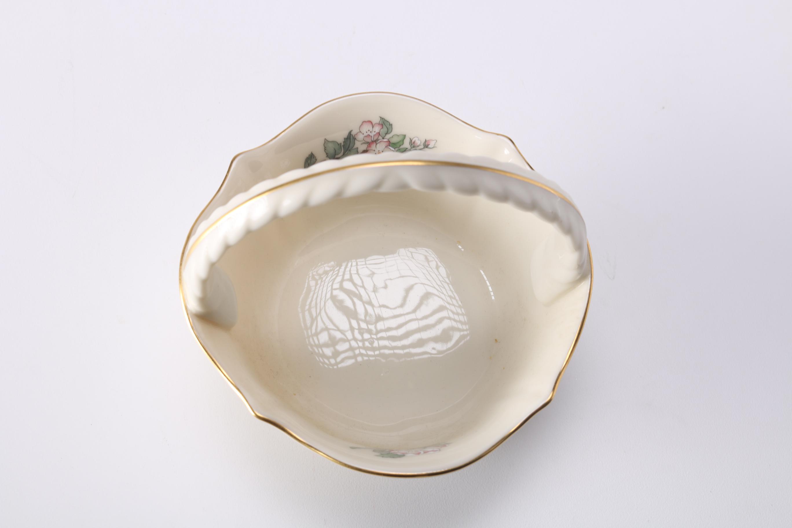 Lenox Porcelain Basket in the "Serenade" Pattern