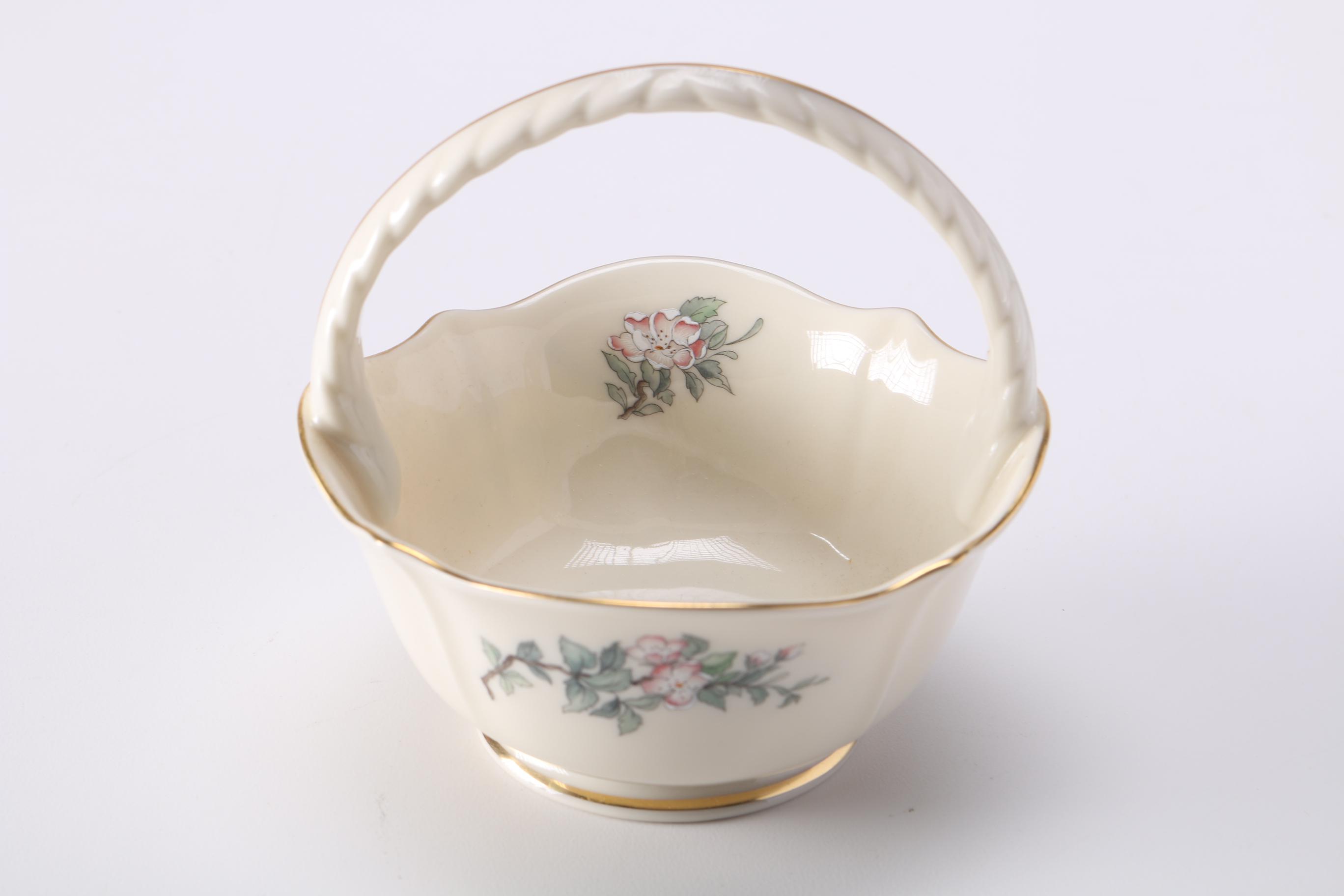 Lenox Porcelain Basket in the "Serenade" Pattern