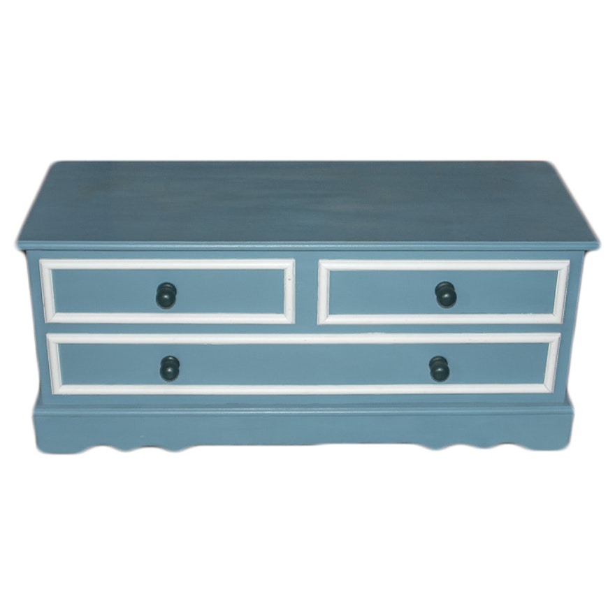 Blue And White False Front Cedar Chest