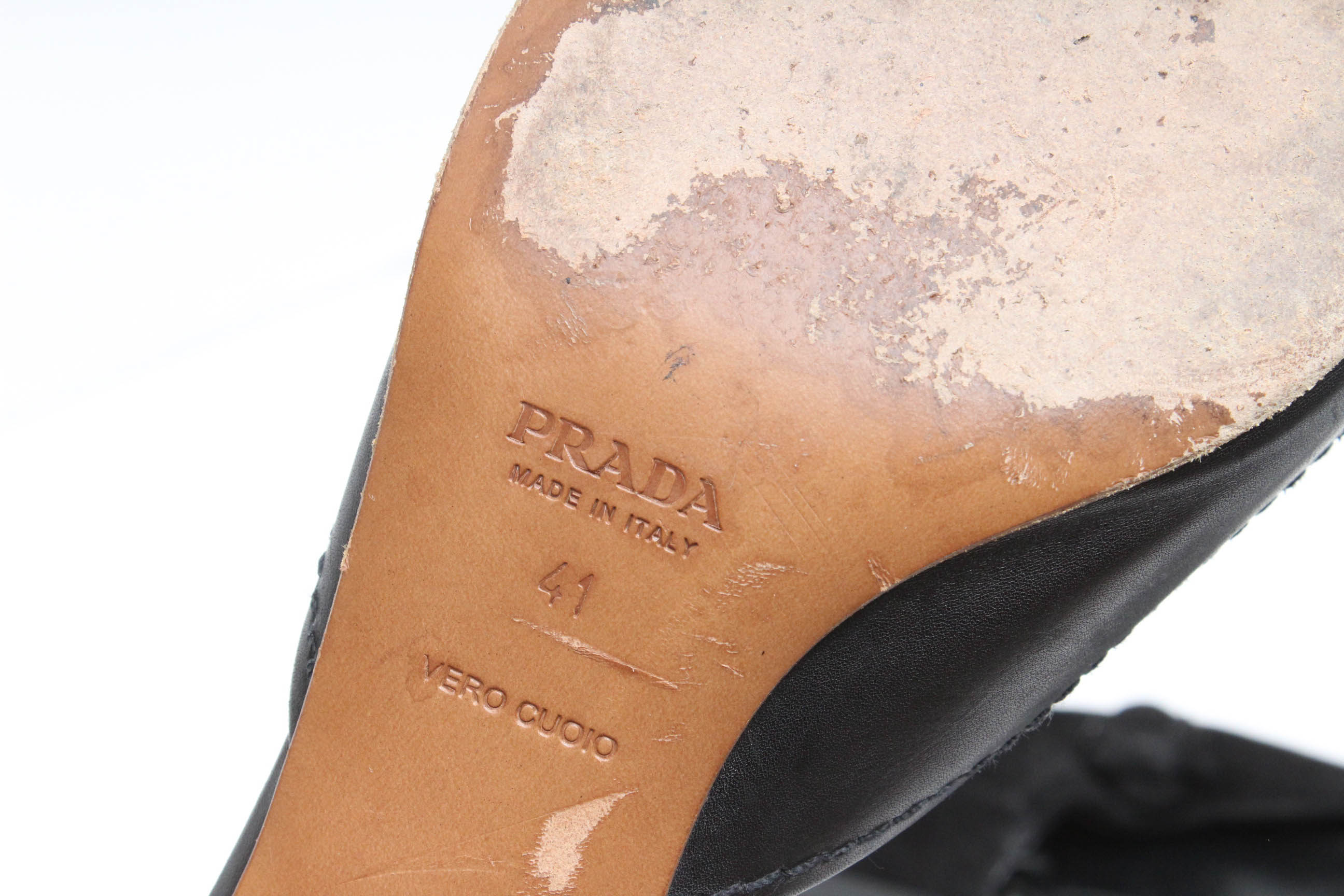 Two Pairs of Prada Black Kitten Heel Mules