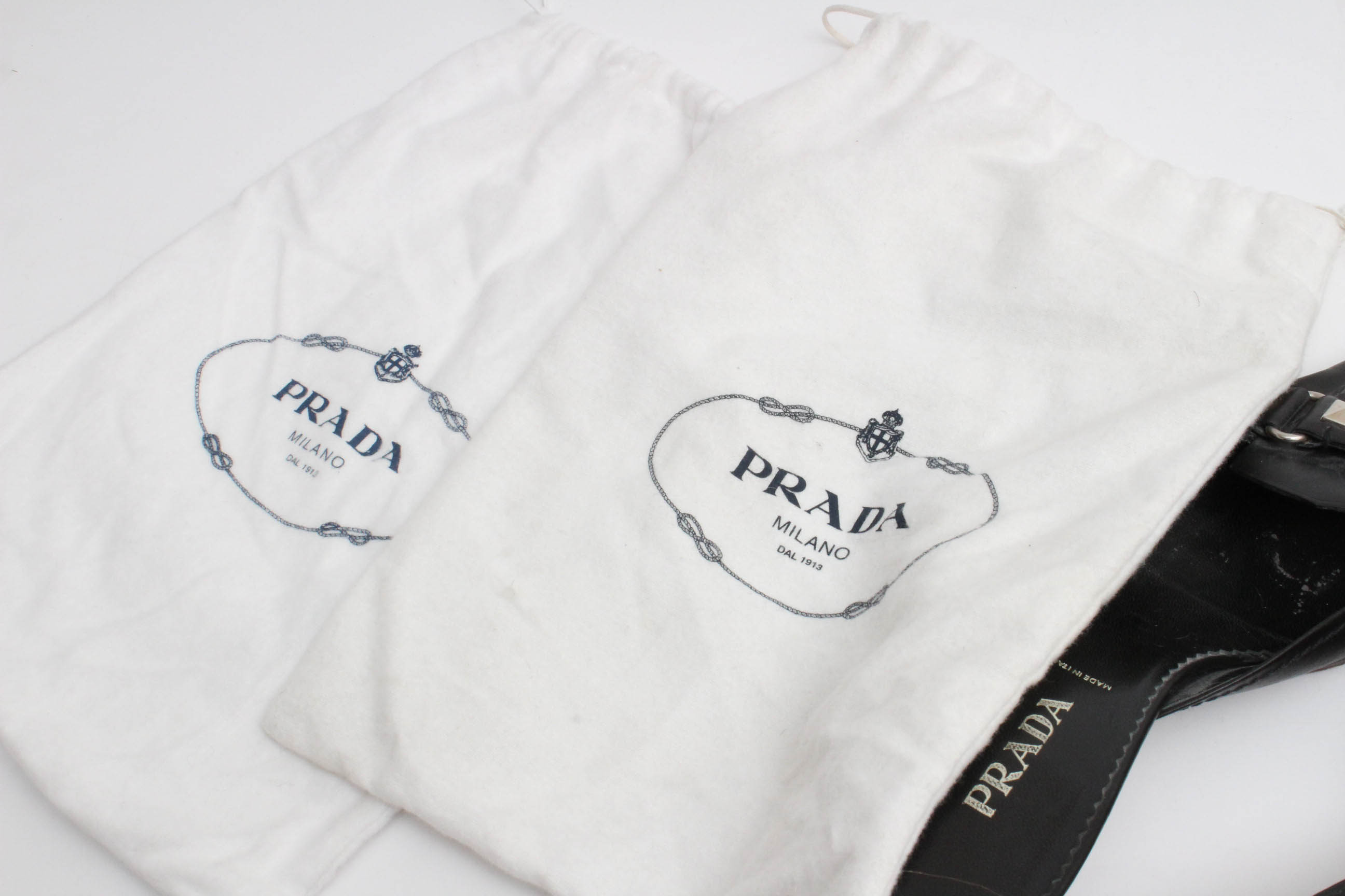 Two Pairs of Prada Black Kitten Heel Mules