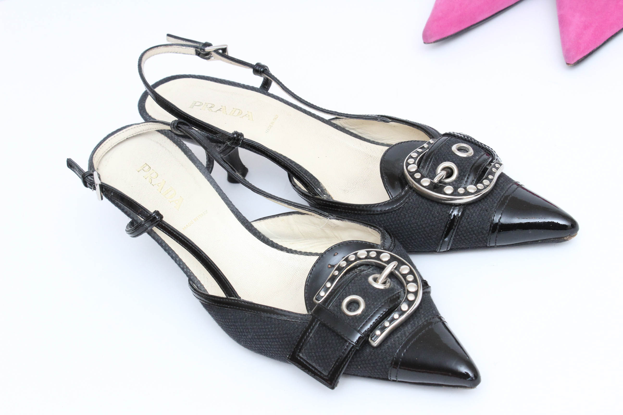 Prada Slingback Kitten Heel Pumps, Size 40
