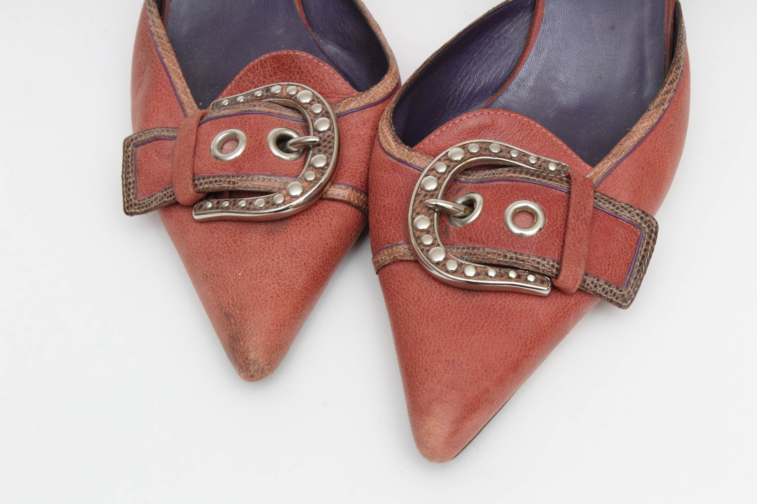 Prada Leather Kitten Heel Mules