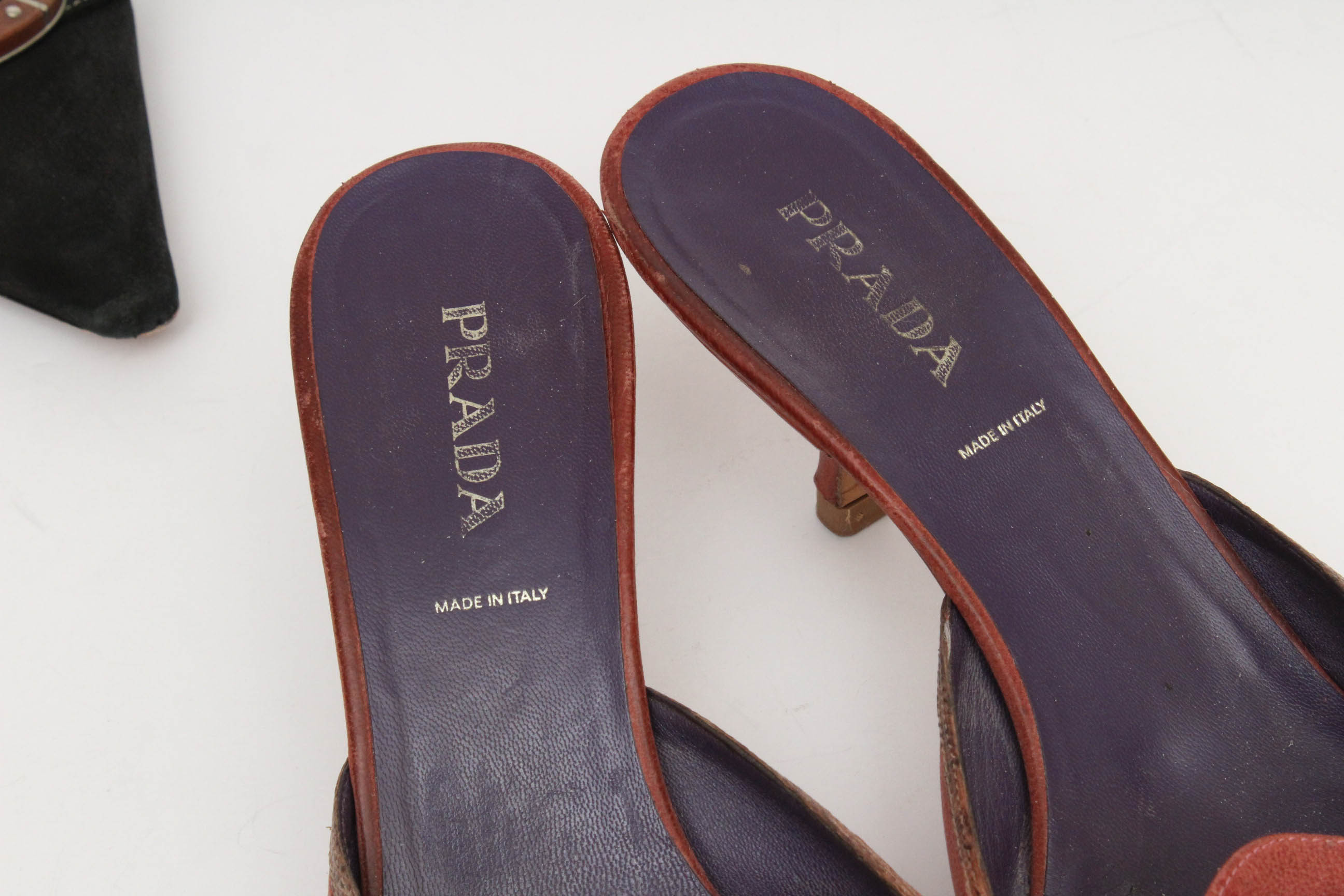 Prada Leather Kitten Heel Mules