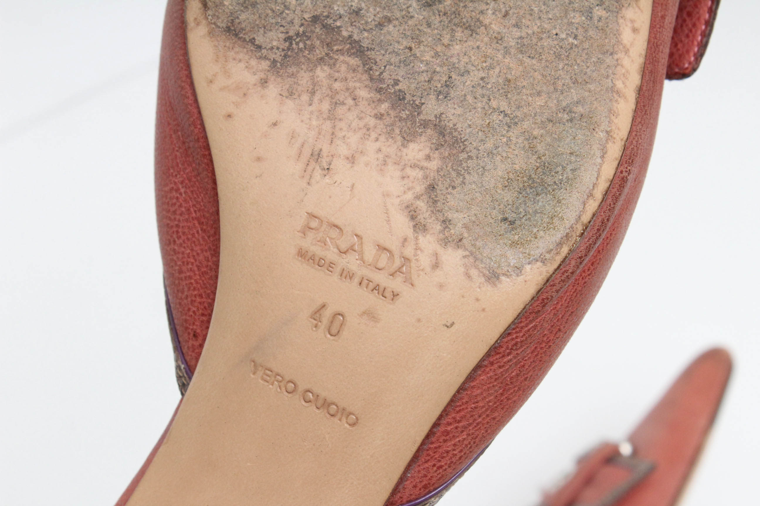 Prada Leather Kitten Heel Mules