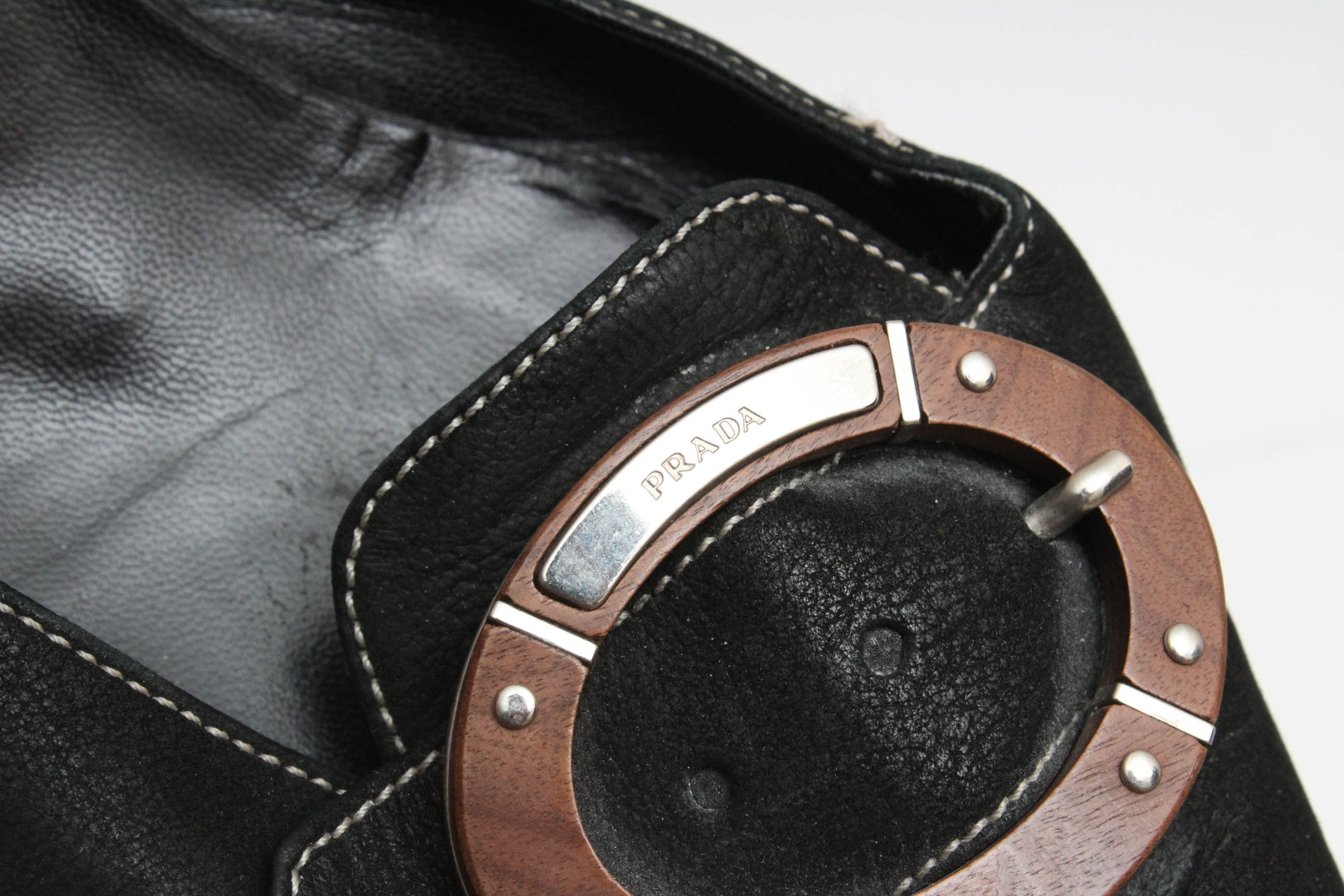 Prada Leather Kitten Heel Mules