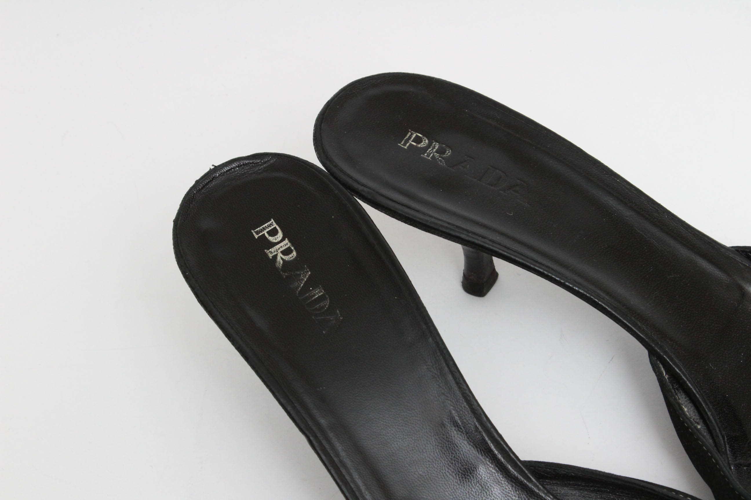 Prada Leather Kitten Heel Mules