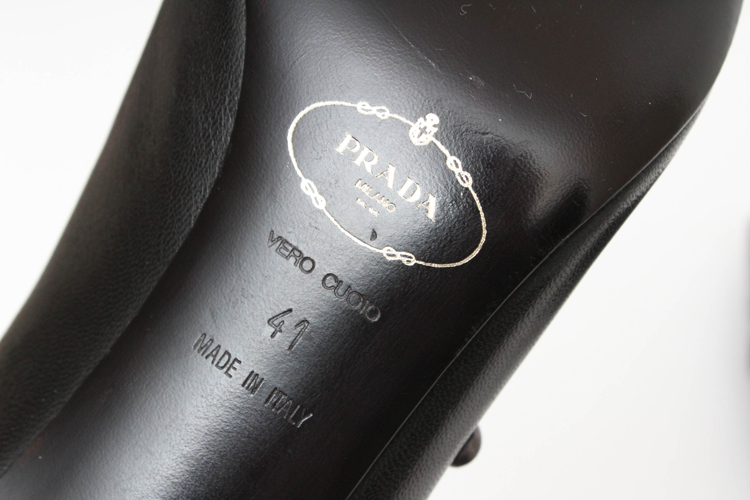 Prada Black Leather Mary Jane Studded Pumps