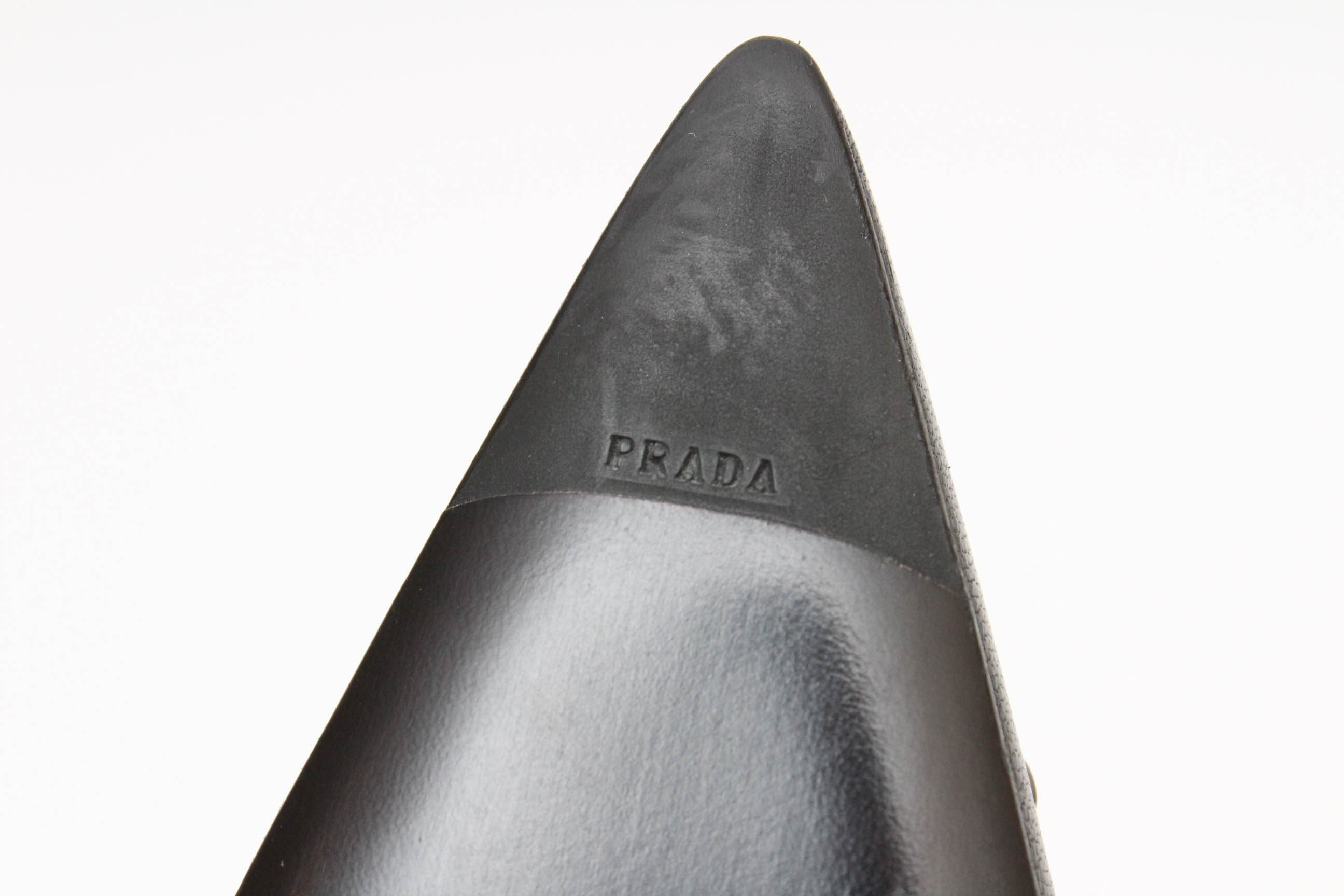 Prada Black Leather Mary Jane Studded Pumps