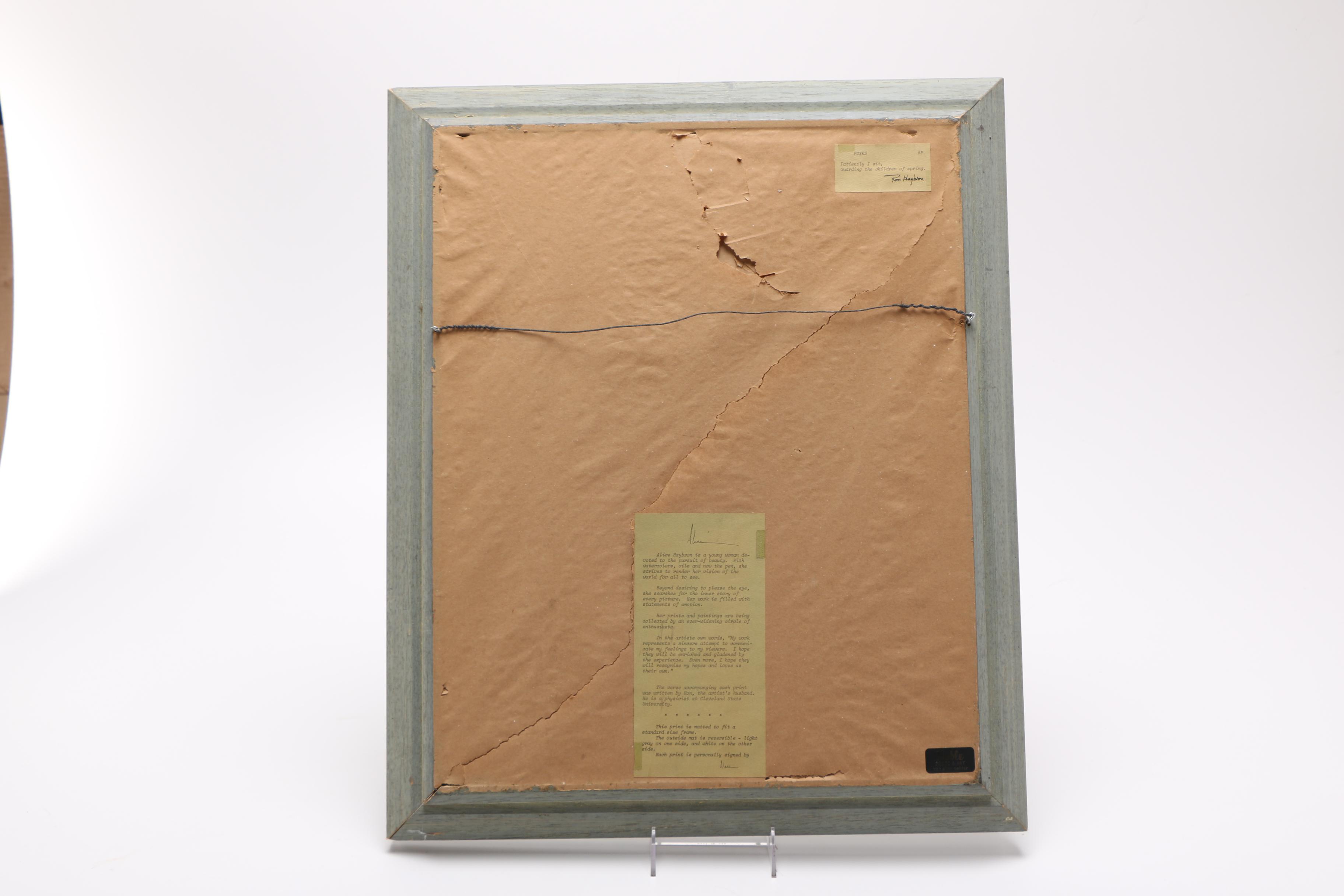 Alice Haybron Offset Lithograph "Foxes"