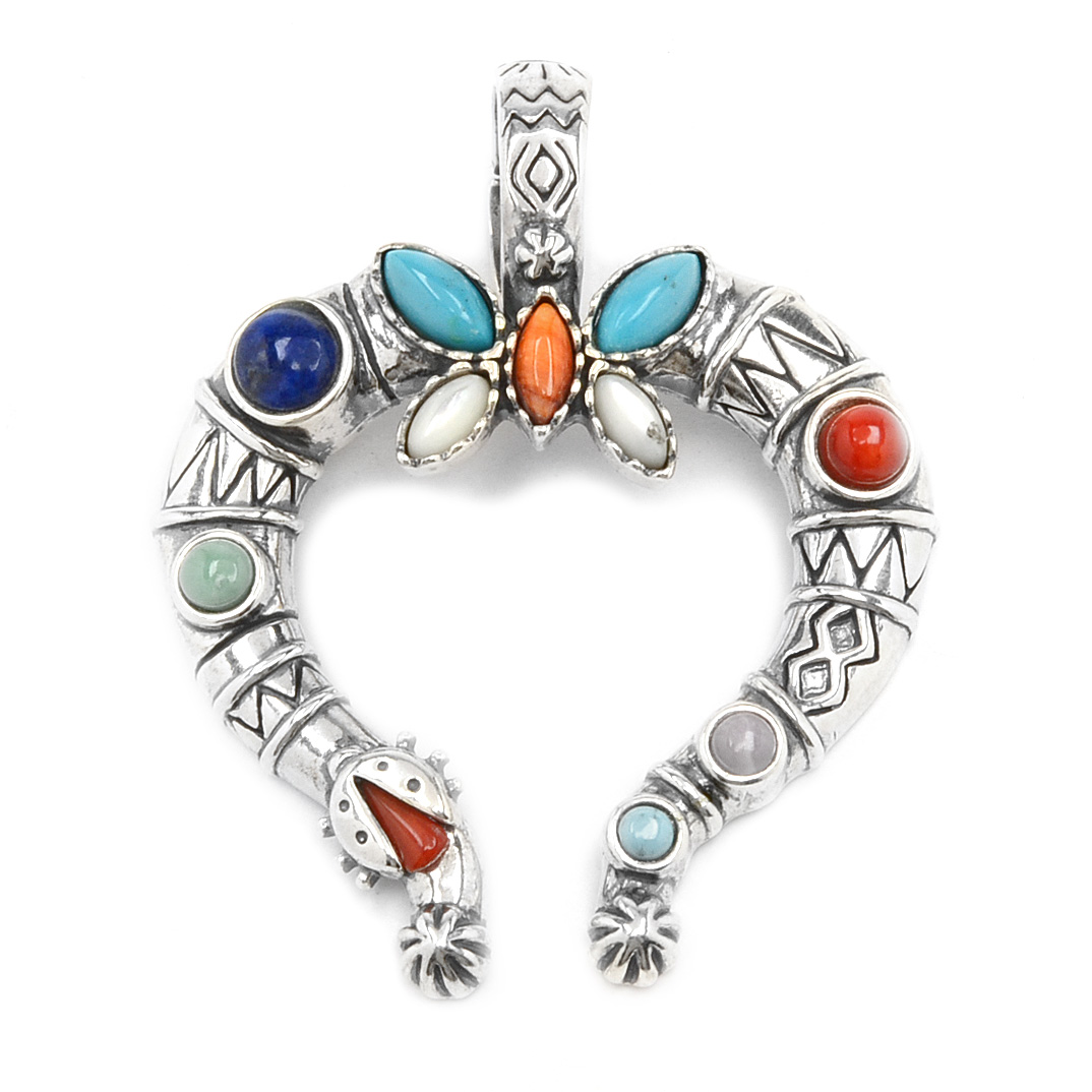 Carolyn Pollack Relios Veronica Dine Sterling Silver Multi-Color Stone Naja Pendant