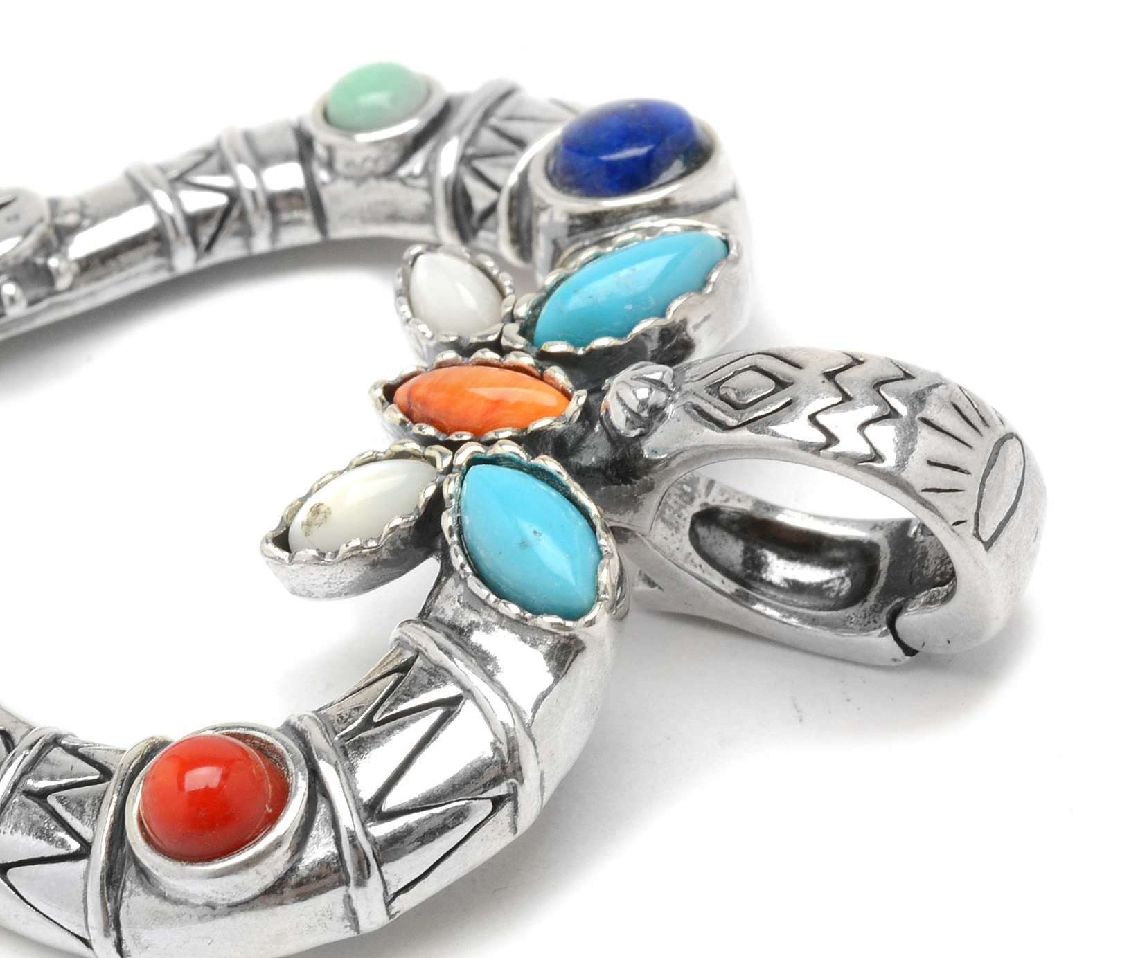 Carolyn Pollack Relios Veronica Dine Sterling Silver Multi-Color Stone Naja Pendant