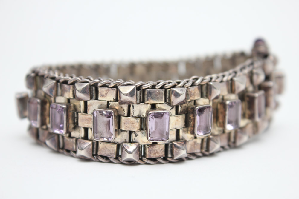 Sterling Silver and Amethyst Bracelet