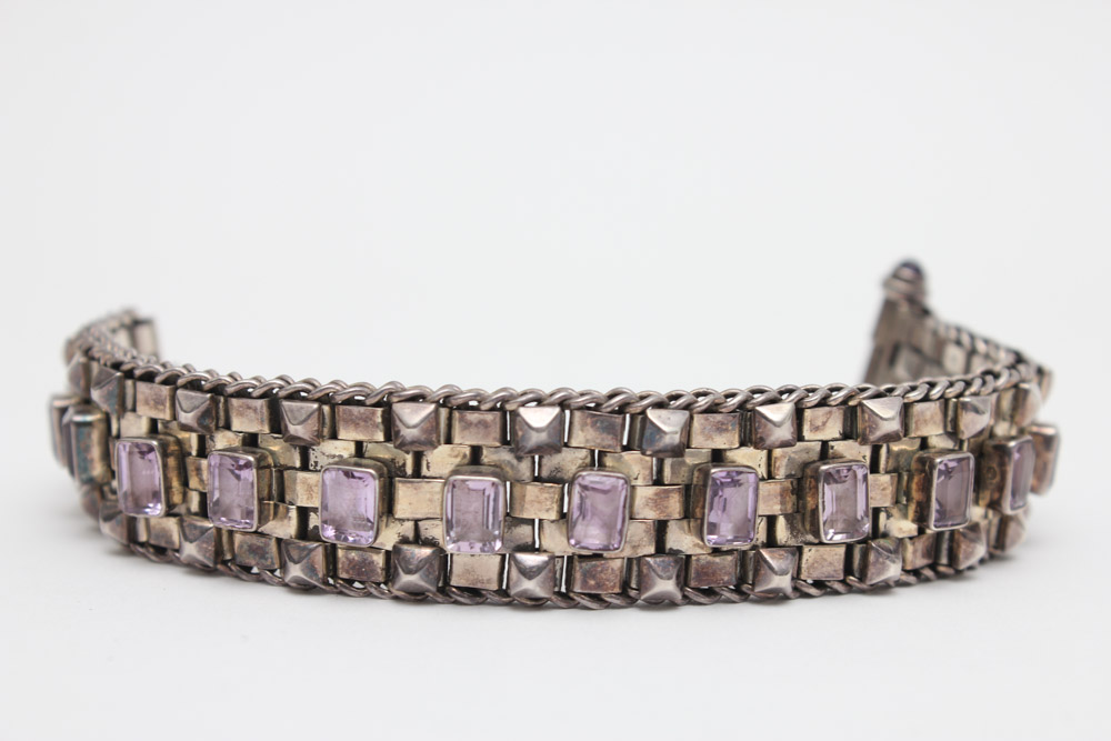 Sterling Silver and Amethyst Bracelet