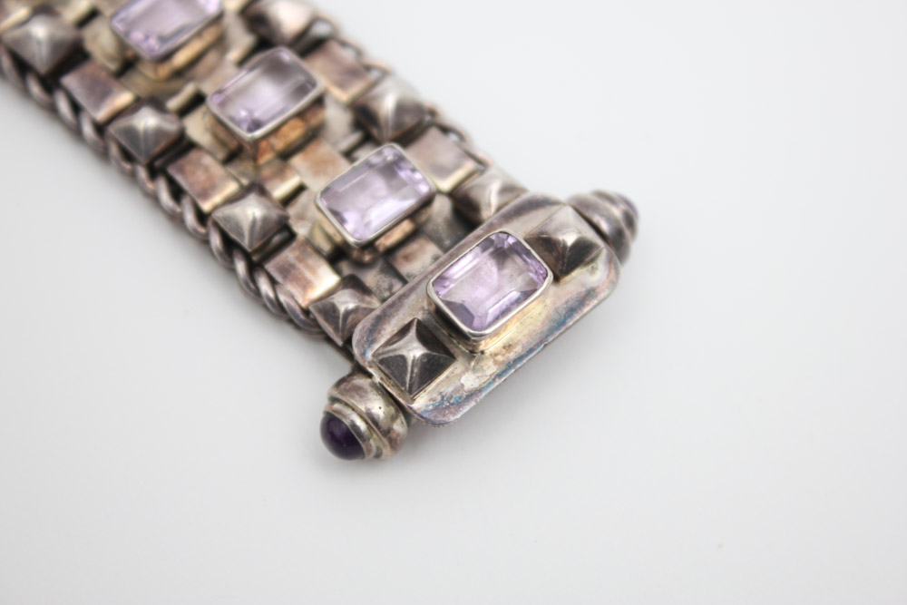 Sterling Silver and Amethyst Bracelet