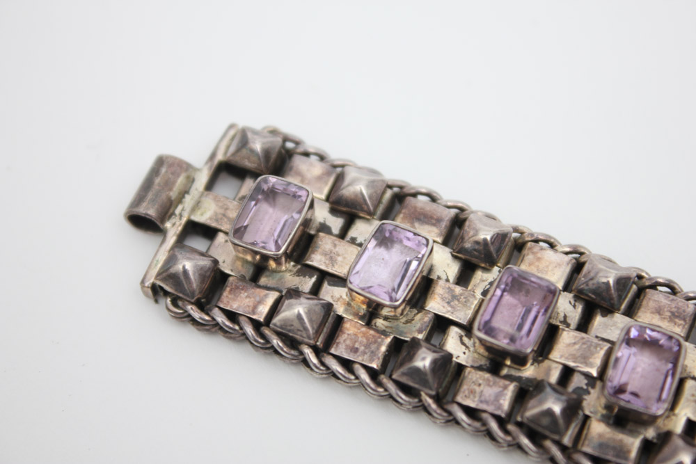 Sterling Silver and Amethyst Bracelet