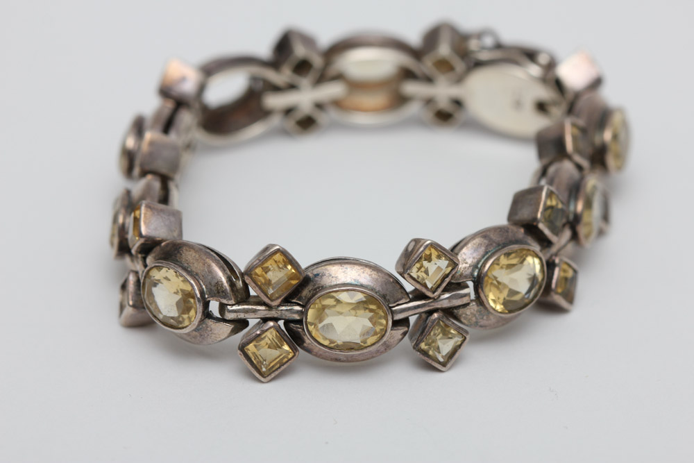 Sterling Silver and Citrine Bracelet and Earring Set