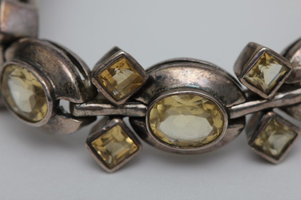 Sterling Silver and Citrine Bracelet and Earring Set