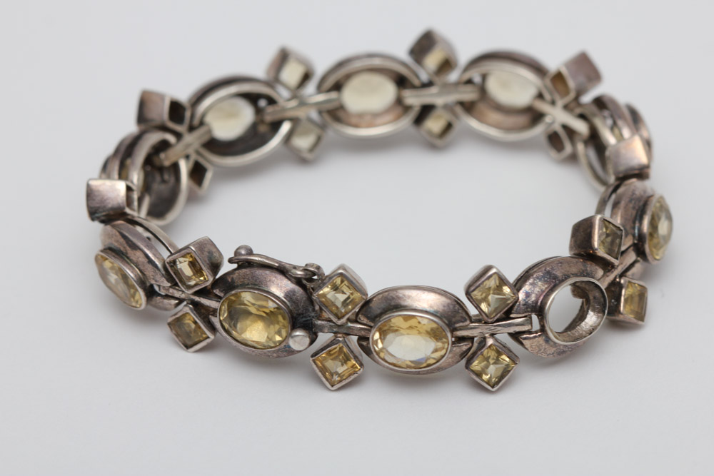 Sterling Silver and Citrine Bracelet and Earring Set