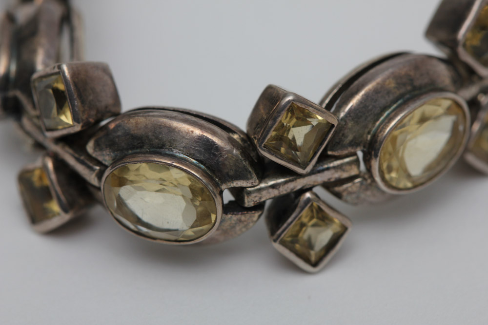 Sterling Silver and Citrine Bracelet and Earring Set