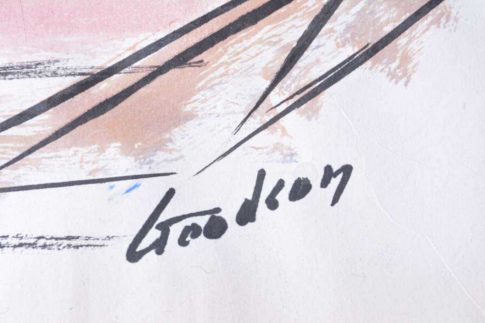 Unframed Howard Goodson Watercolor of Reclining Figure