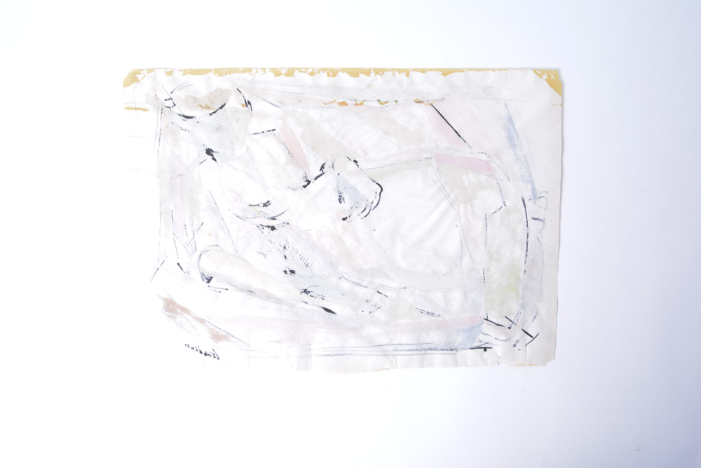 Unframed Howard Goodson Watercolor of Reclining Figure