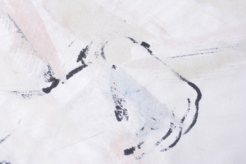 Unframed Howard Goodson Watercolor of Reclining Figure