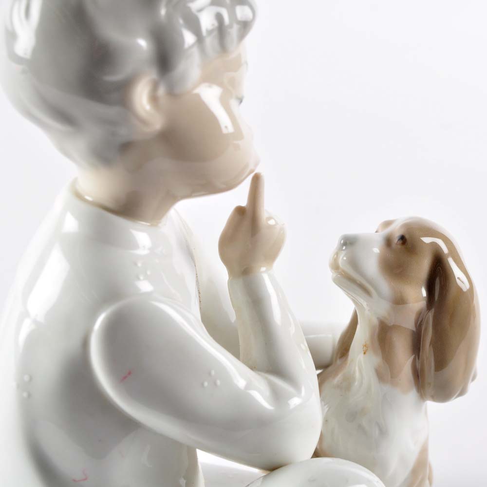 Lladro Figurine "Shhh A Boy and His Dog"