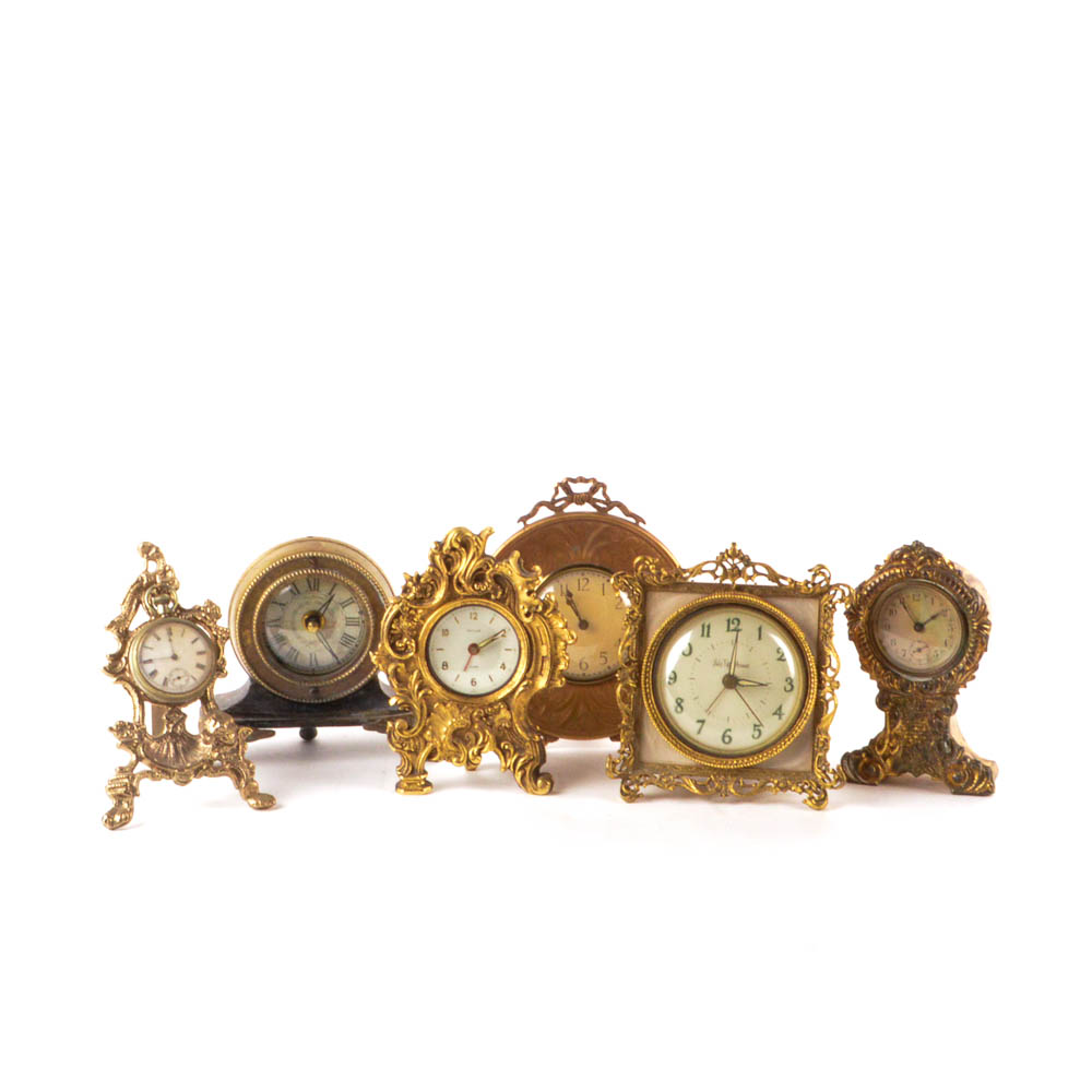 Vintage Metal and Gold Tone Clock Collection