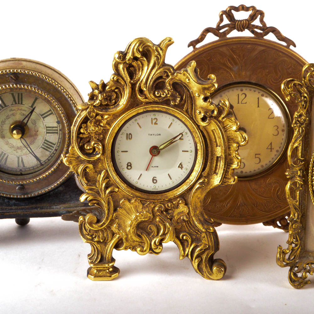 Vintage Metal and Gold Tone Clock Collection