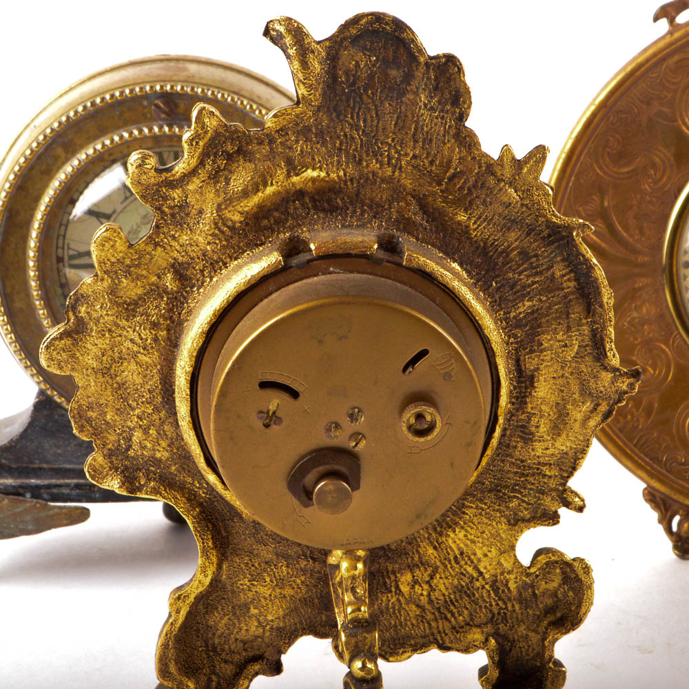 Vintage Metal and Gold Tone Clock Collection