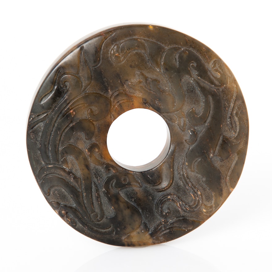 Nephrite Jade Carved Bi-Disc Pendant