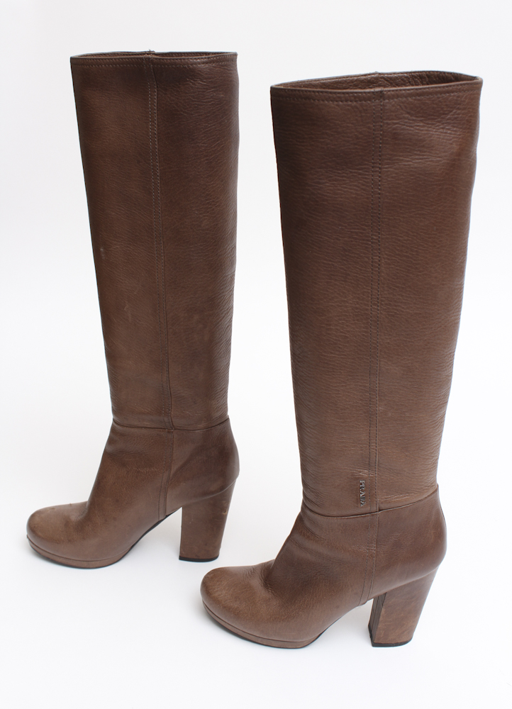 Prada Tall Brown Leather Boots
