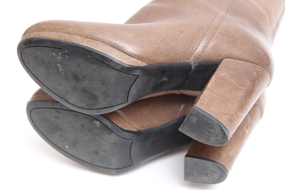 Prada Tall Brown Leather Boots
