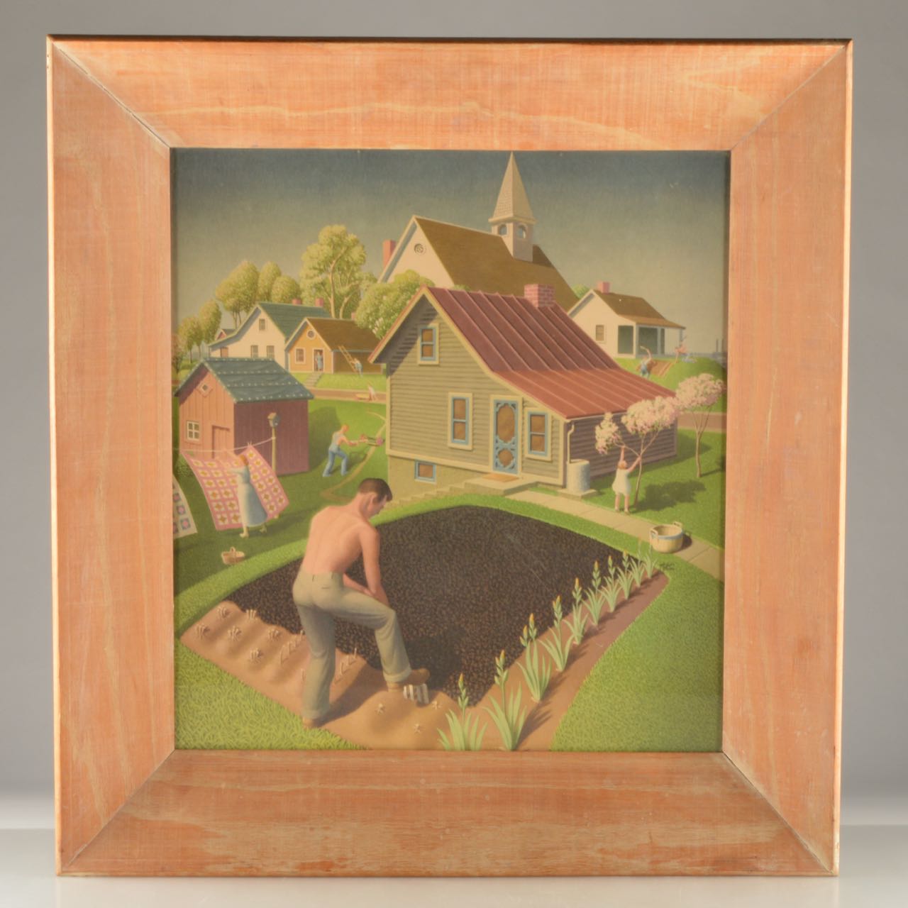 Framed Offset Lithograph after "Spring in Town" by Grant Wood